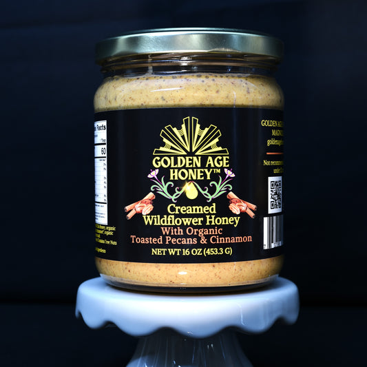 Creamed Wildflower Honey with Organic Toasted Pecan and Cinnamon